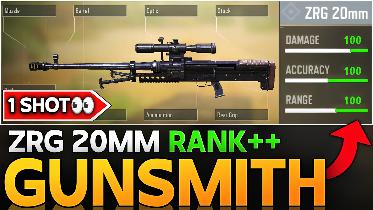 BEST SNIPER 1 SHOT 1 KILL ZRG 20mm GUNSMITH IN CALL OF DUTY MOBILE | ZRG 20mm RANK BUILD COD MOBILE