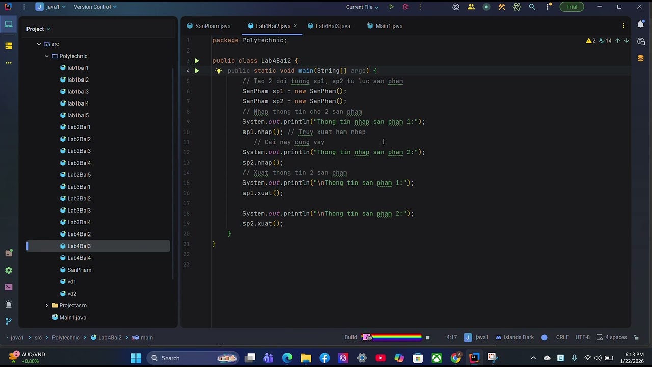Hướng dẫn làm Lab 4 của Lập trình Java