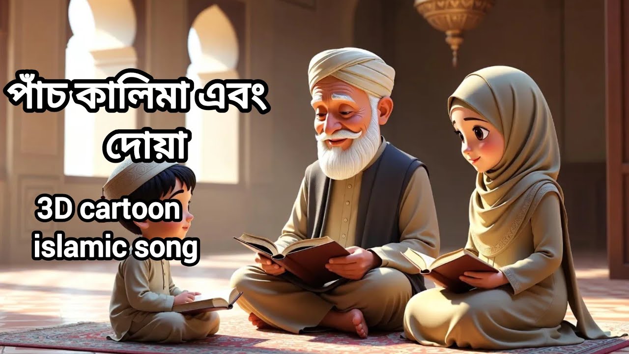 পাঁচ কালিমা এবং দোয়া। Aaj Kali maa abong Dua. 3D cartoon. Cartoon Islamic song.#cartoon