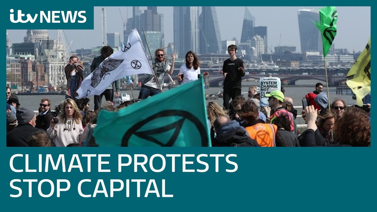 Climate change activists block parts of central London in environmental protest | ITV News