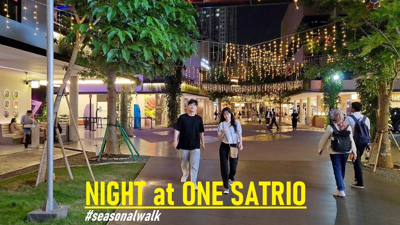 night walking around ONE SATRIO at CBD Mega Kuningan❗lifestyle center wth concept of breathing space