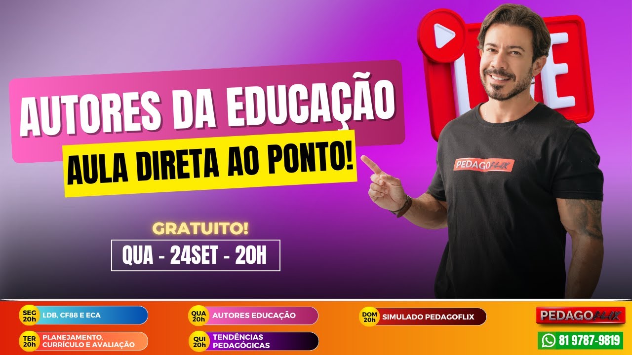 🔴Ao vivo: AUTORES DA EDUCA&Ccedil;&Atilde;O &ndash; Aula Direta ao Ponto!