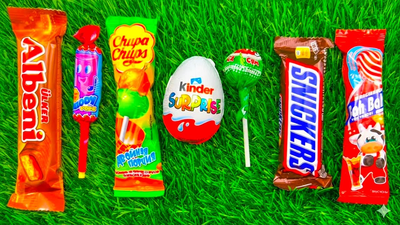 ASMR Most Popular Candys / some lots of colorful rainbow lollipop candy / unpacking chocolate eat