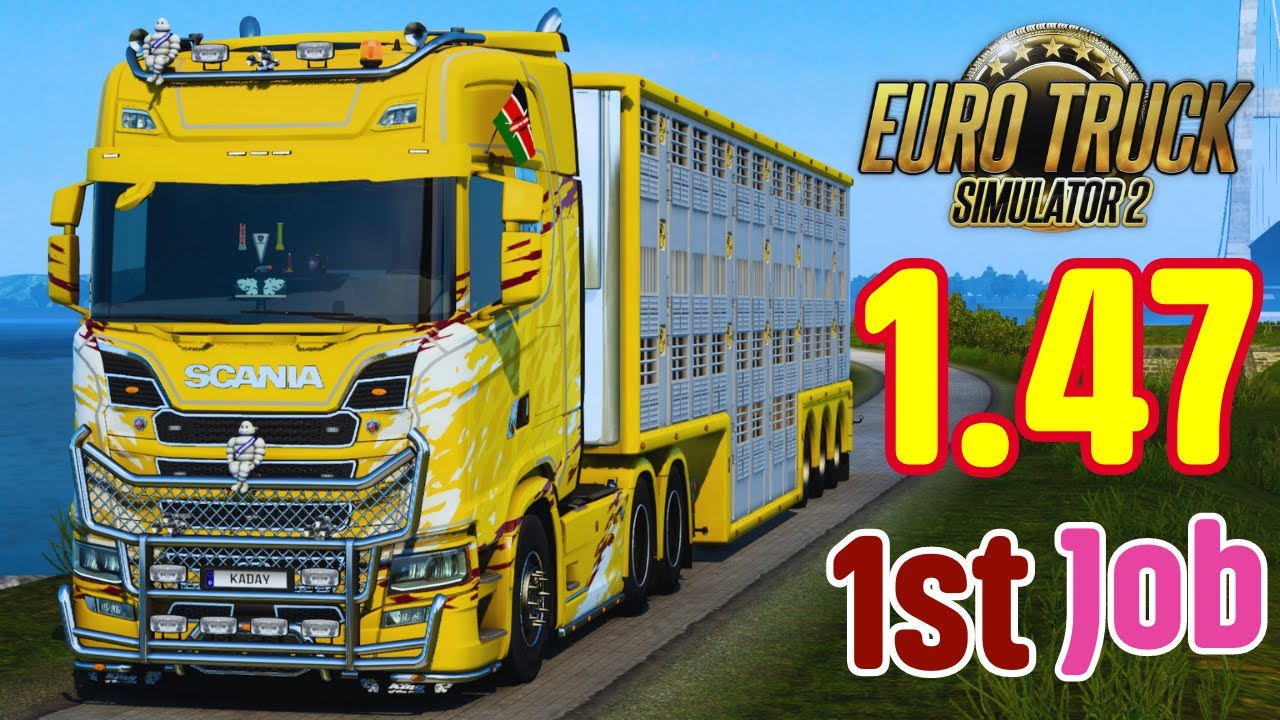 ETS2 1.47 first delivery | Live Pig delivery , Bumpy roads and adaptive cruise control in action .