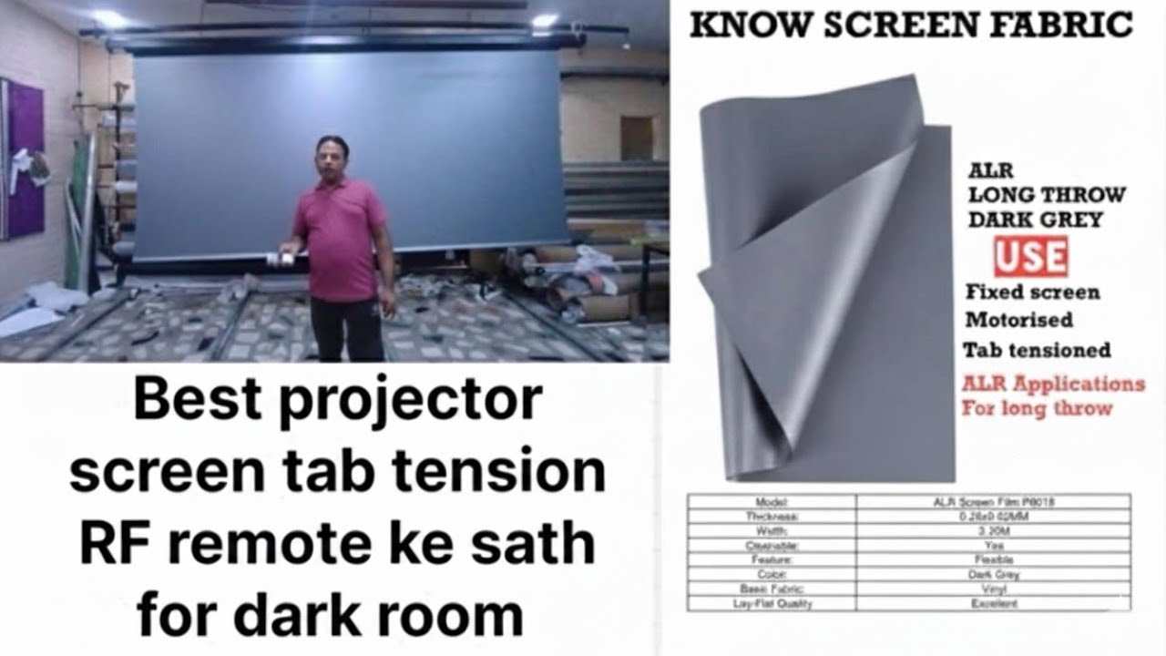 Best projector screen tab tension RF remote ke sath for dark room👍👍#180 tape tention 16×9 ratio#like