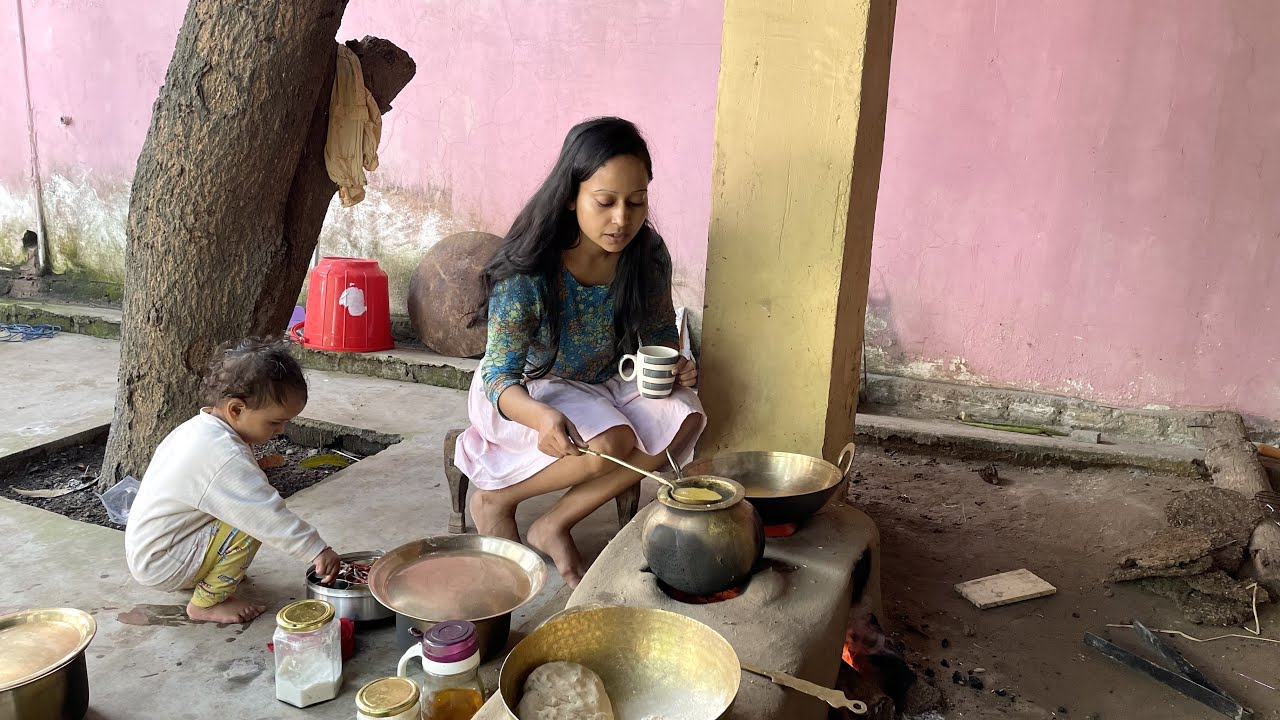 Pooja ne khaana 🥙 banaya चूल्हे पे 😍 !