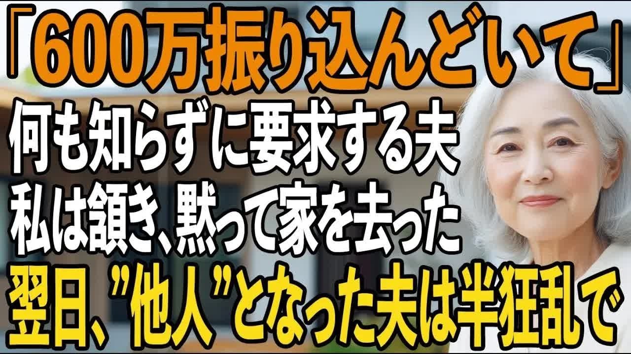「600万振り込んどいて」何も知らずに高額要求する夫に、私は黙って頷いた→翌日、”他人”となっていた彼は、全てを知ると半狂乱で 【シニアライフ】【60代以上の方へ】