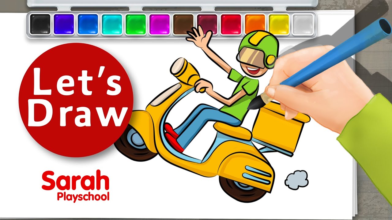 Let's Draw - menggambar abang Ojol dengan motornya