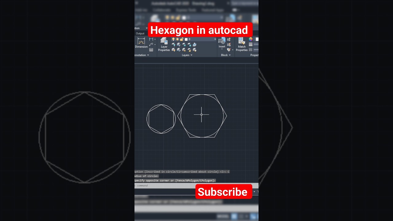 Draw Hexagon In AutoCAD #shorts #autocadtipsandtricks #autocad #design #autocaddrawing