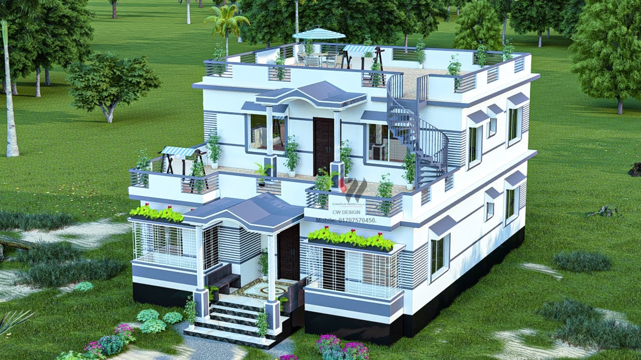 Duplex Barir Design Bangladesh. দোতালা বাড়ির ডিজাইন । ২ তলা বাড়ি ।Two-Story House Design।