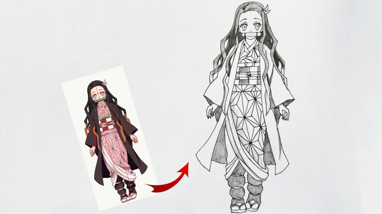 How to Draw Nezuko Kamado Full Body | Step by Step Easy Tutorial