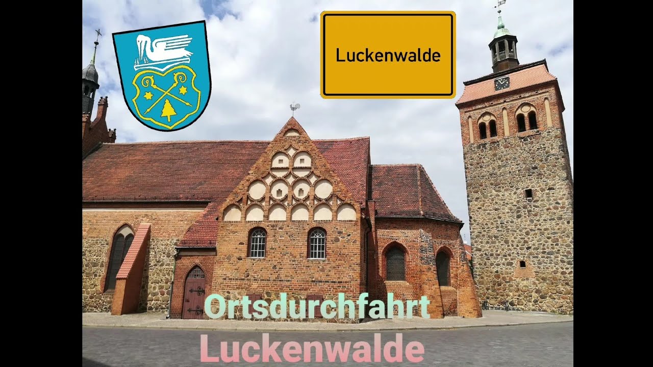 Stadtdurchfahrt Luckenwalde Boulevard, Shoppingmall, Bahnhof, Baumarkt City Tour drive in Germany