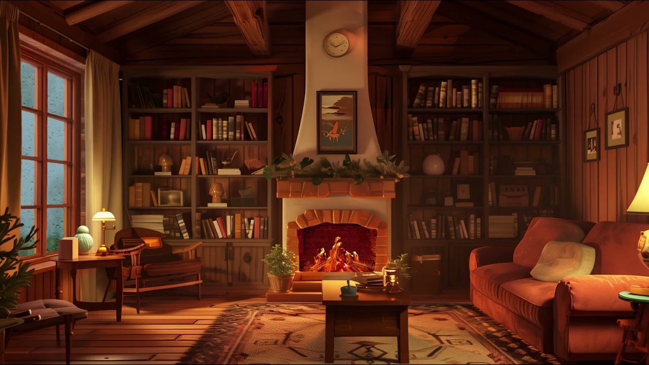 Cozy Fireplace Ambience 🔥 Healing Piano & Violin Music | Warm Cozy House for Deep Relaxation