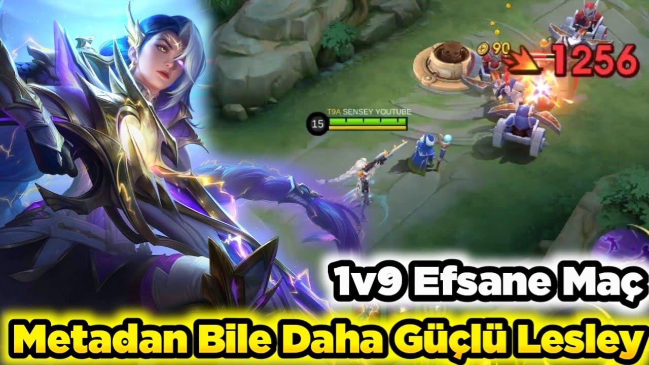 Metadan Daha Güçlü Cidden Tek Atıyor LESLEY 1v9 İnanılmaz Bir Maç Mobile Legends