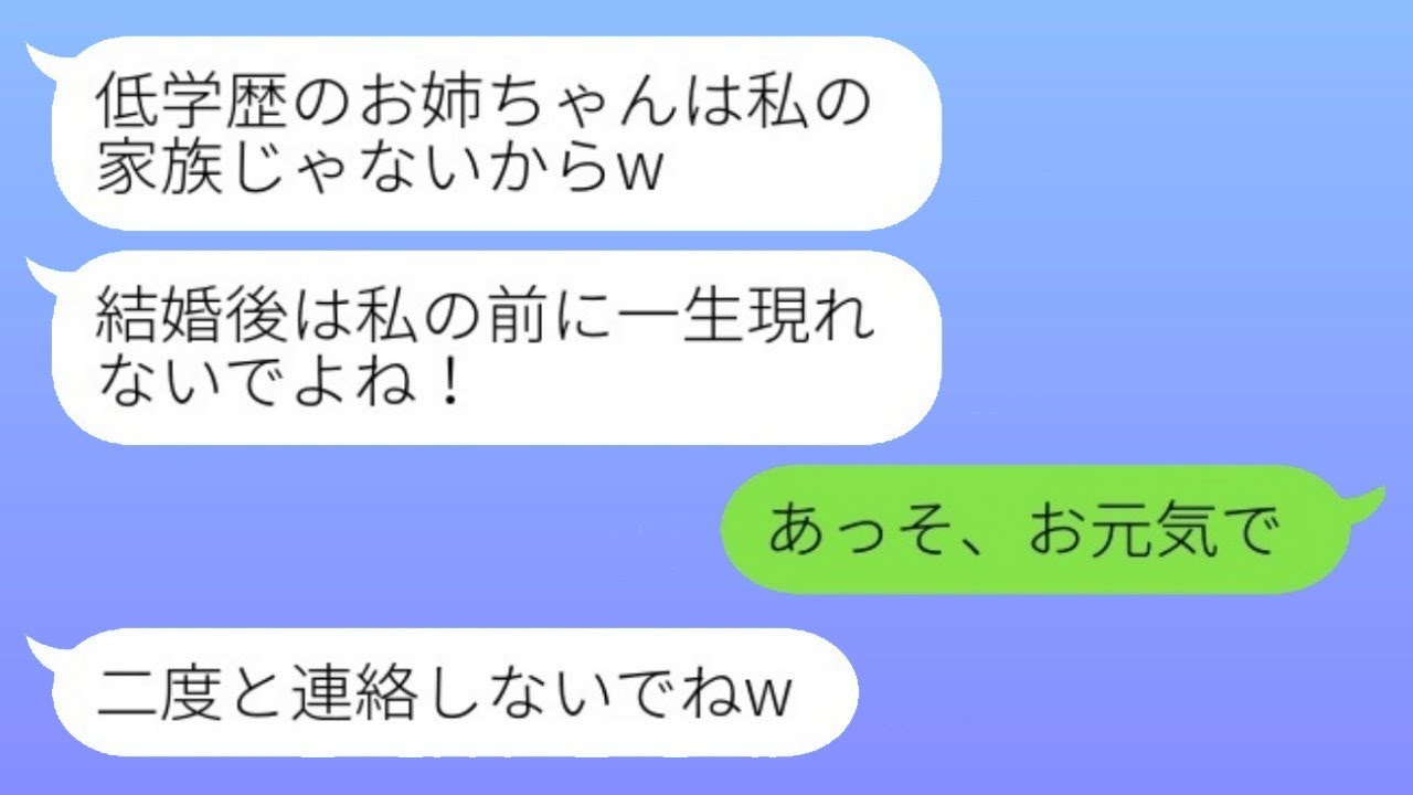 中卒の私を結婚式に呼ばず、住所すら教えない大学卒の妹「低学歴は家族じゃないからw」→妹の婚約者をクビにした結果www