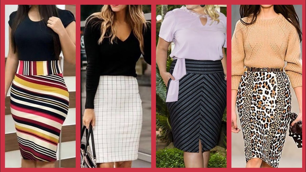 one month outfit ideas of office Wear pencil skirt for blouses and tunic tops for women