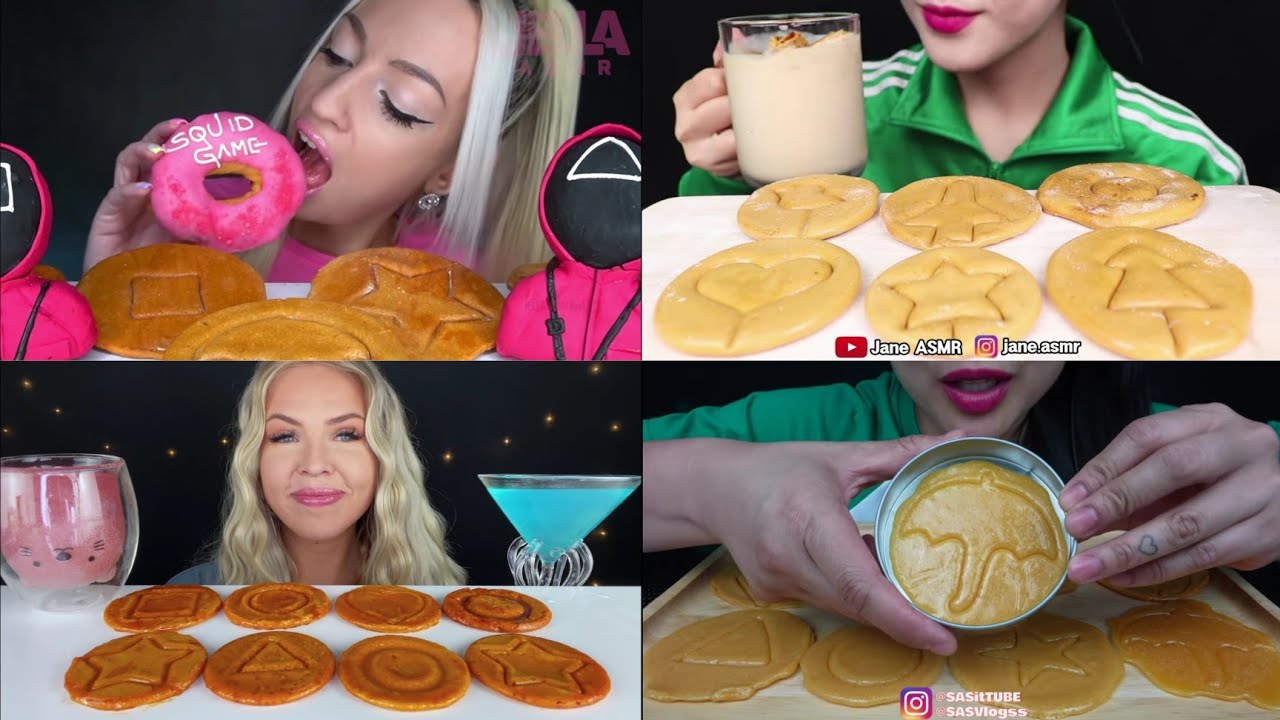 ASMR EATING DALGONA CANDY ( SQUID GAME) COMPILATION #squidgame