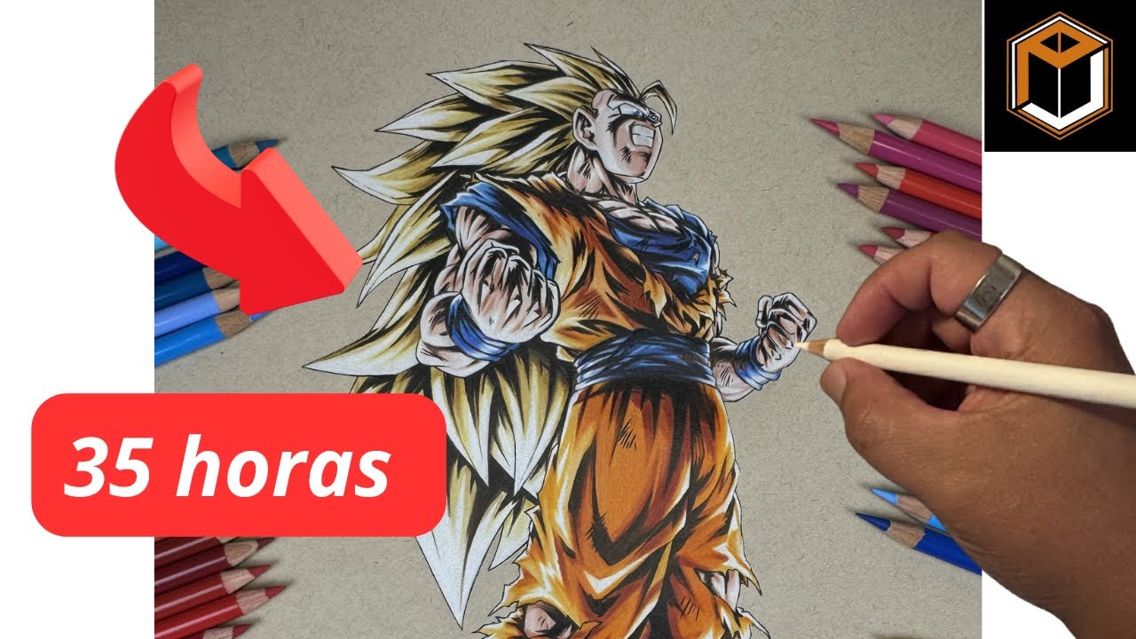 PINTANDO a GOKU Ssj 3 ✍️🔥estilo Legends ( 35 horas en 4 minutos )