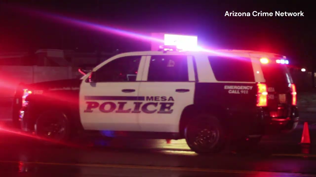 Mesa - Mesa PD Unit Crashes in Slick Weather, Officer Transported