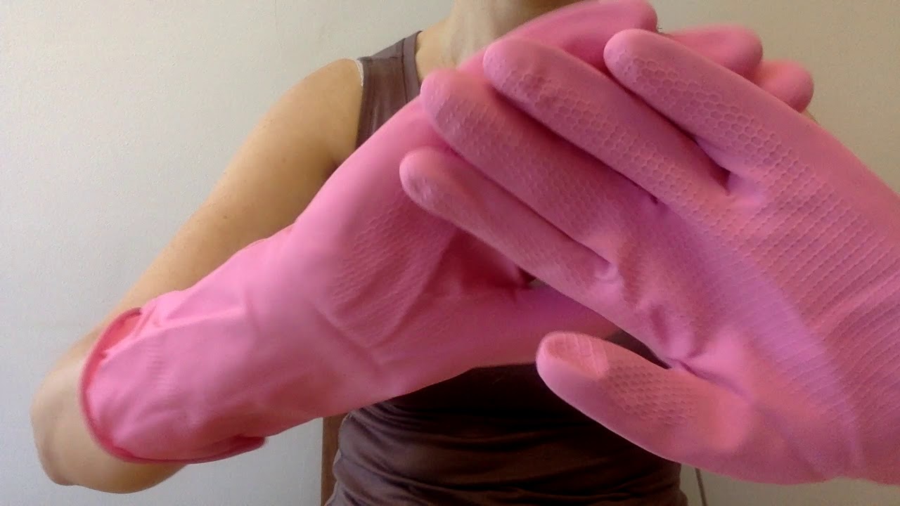 #Rubbergloves #rubber #ASMR Mummy Opens Pink Spanish Dishwashing Gloves Soft Sounds