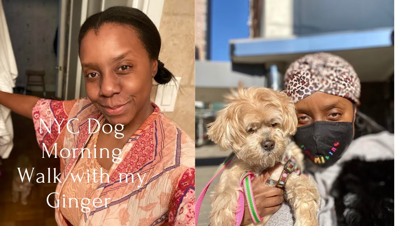 NYC morning dog walk with Ginger and me