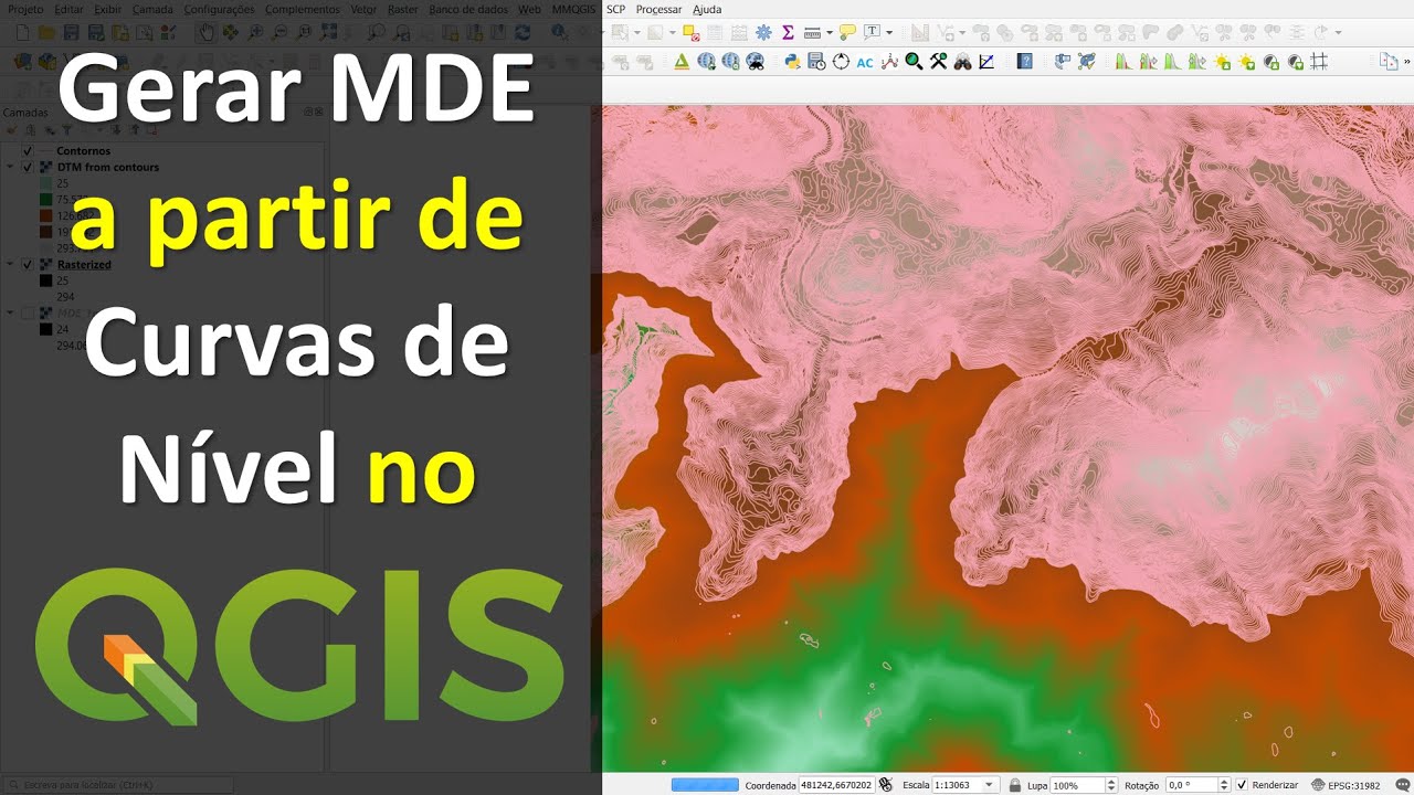 Como gerar MDE a partir de Curvas de Nível no QGIS | ALL com GEO