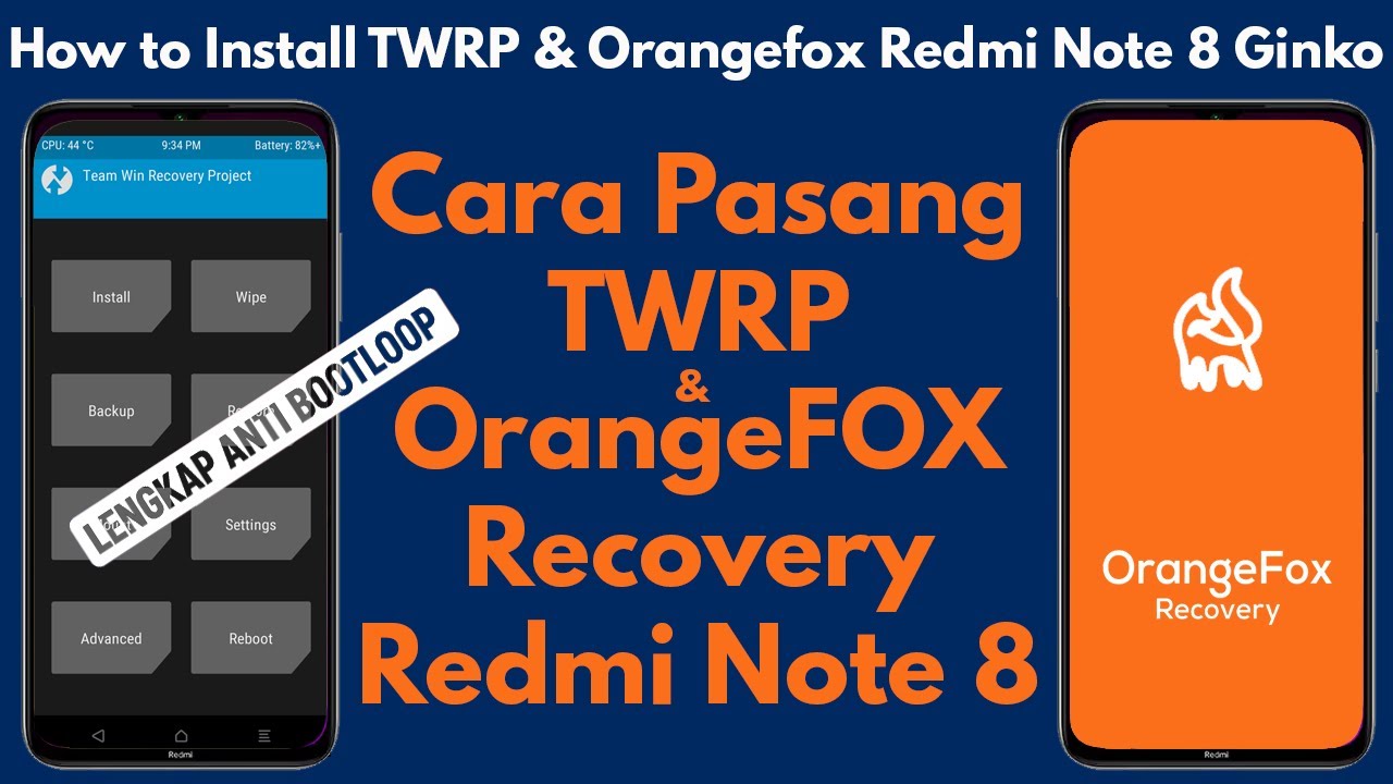 Cara Pasang TWRP Redmi Note 8 | Cara Pasang OrangeFox Recovery Redmi Note 8 Lengkap Anti Bootloop