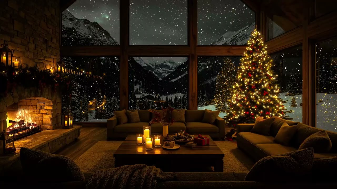 Soothing Christmas Piano & Warm Fireplace Ambience ❄️ Cozy Room for Deep Relaxation