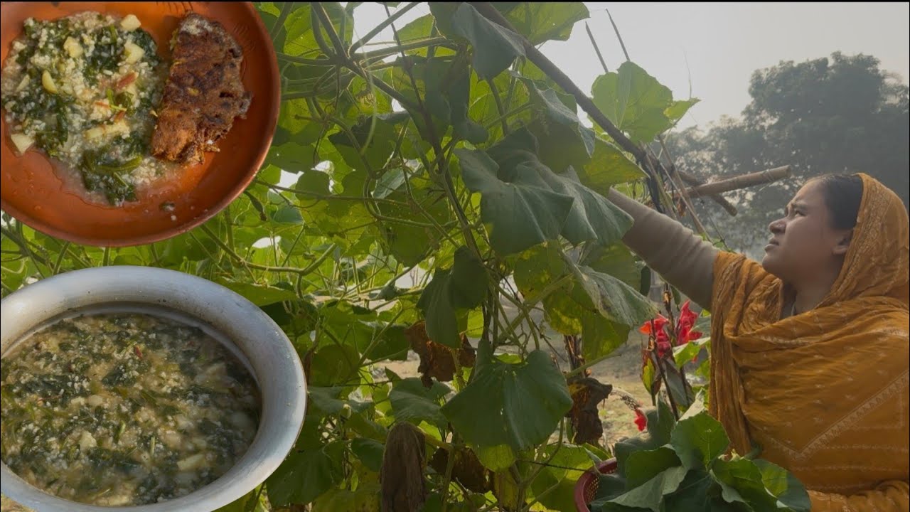 কনকনে শীতের সকালে বাগানের তাজা শাকসবজি দিয়ে গরম গরম ফেনাভাত সাথে হাঁসের ডিম ভাজা | Healthy food 