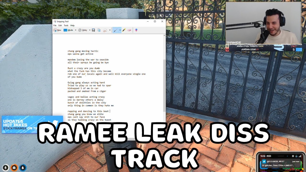 Ramee makes a Diss Track towards every Gang | NoPixel GTA RP