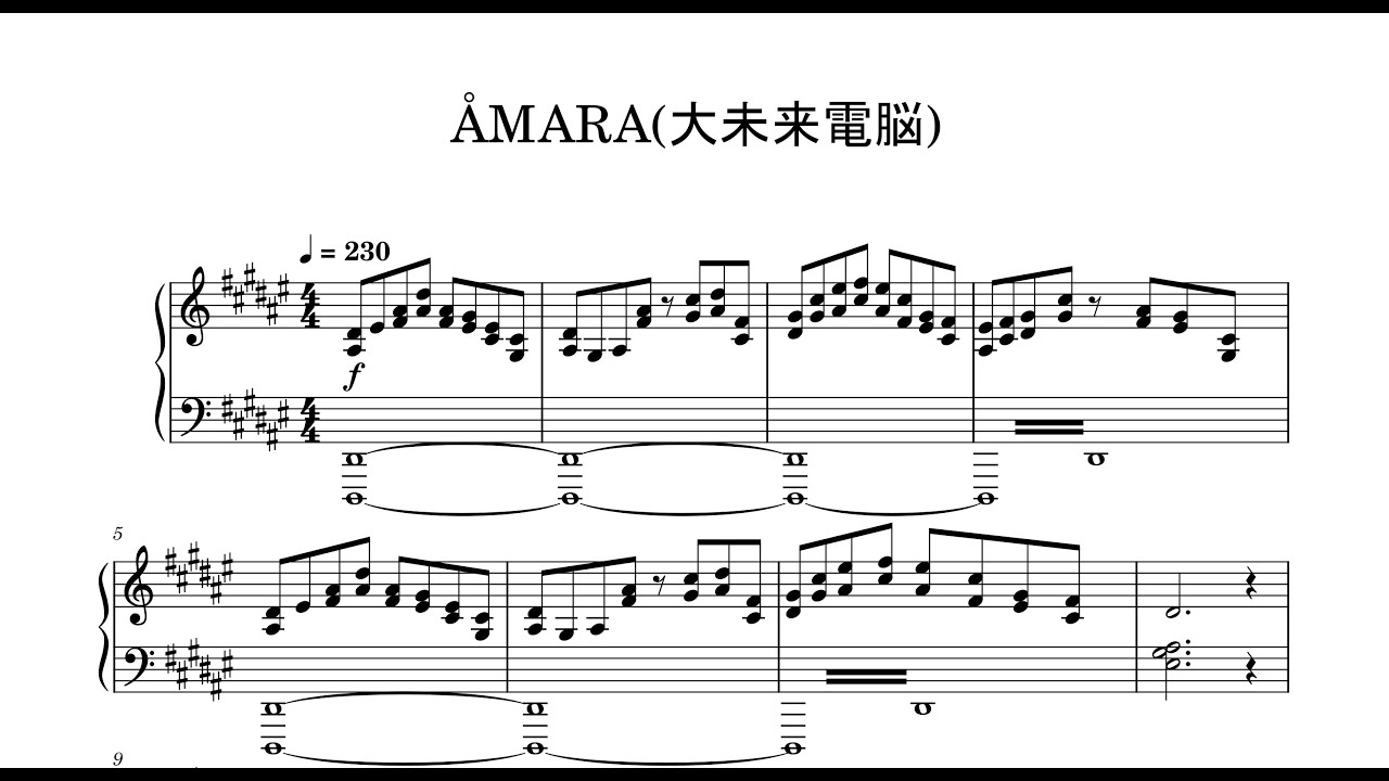 【プロセカ】ÅMARA(大未来電脳)／sasakure.‌UK【ピアノ楽譜】