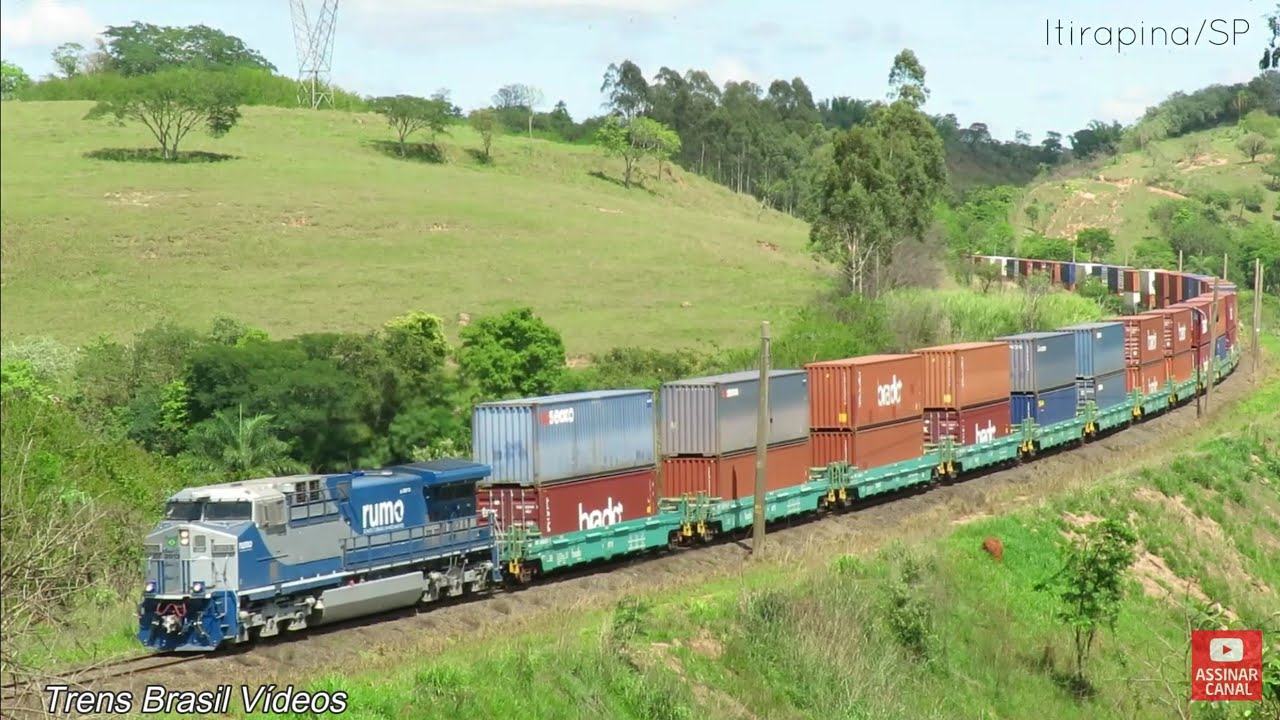🇧🇷TRENS Surgindo Entre Os Morros de Itirapina-SP   |   MRS BraceLL & BRADO Double Stack.