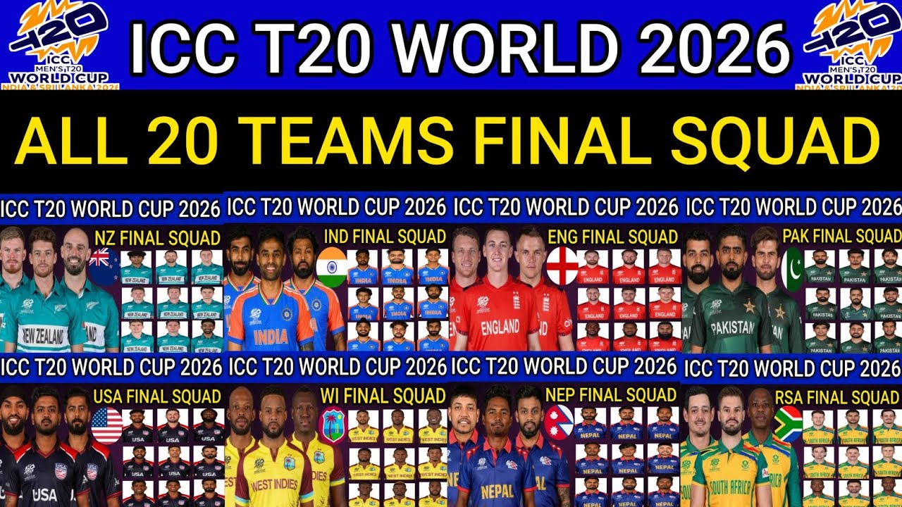 Icc T20 World Cup 2026 | All Team Final Squad | T20 World Cup 2026 All Teams Final Squad | WC2026 