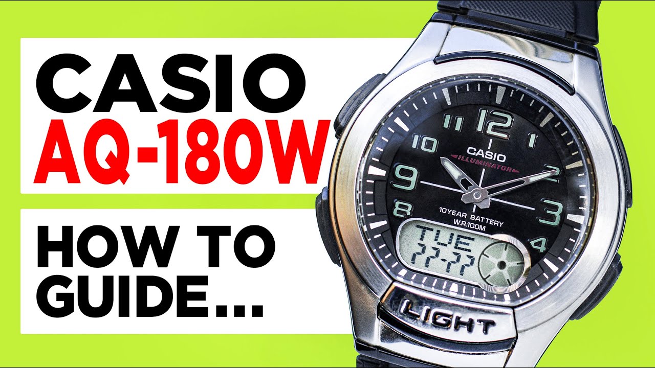 #CASIO AQ-180W (Module 3793) HOW TO SET THE TIME, DATE, TELEMEMO, STOPWATCH & WORLD TIME!