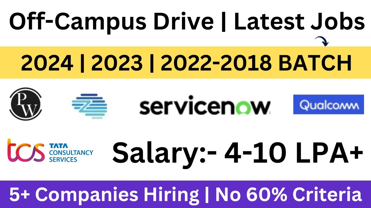 Off-Campus Drive | Full Time Jobs | 2024 | 2023 | 2022-2018 BATCH | Salary:- 4-10 LPA | Apply Now