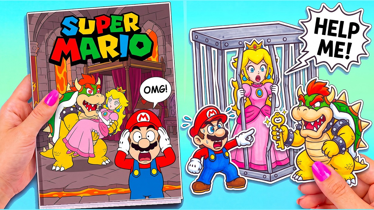 💖Paper Mario DIY💖 Peach Is HYPNOTIZED. Can Mario Save Her? | Super Mario Galaxy Story | 마리오 게임북 갤럭시