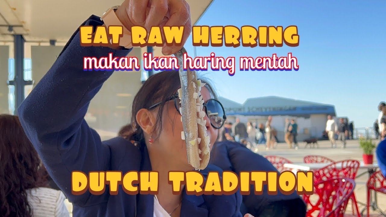 EAT RAW HERRING FISH  - Dutch tradition - Makan ikan haring mentah