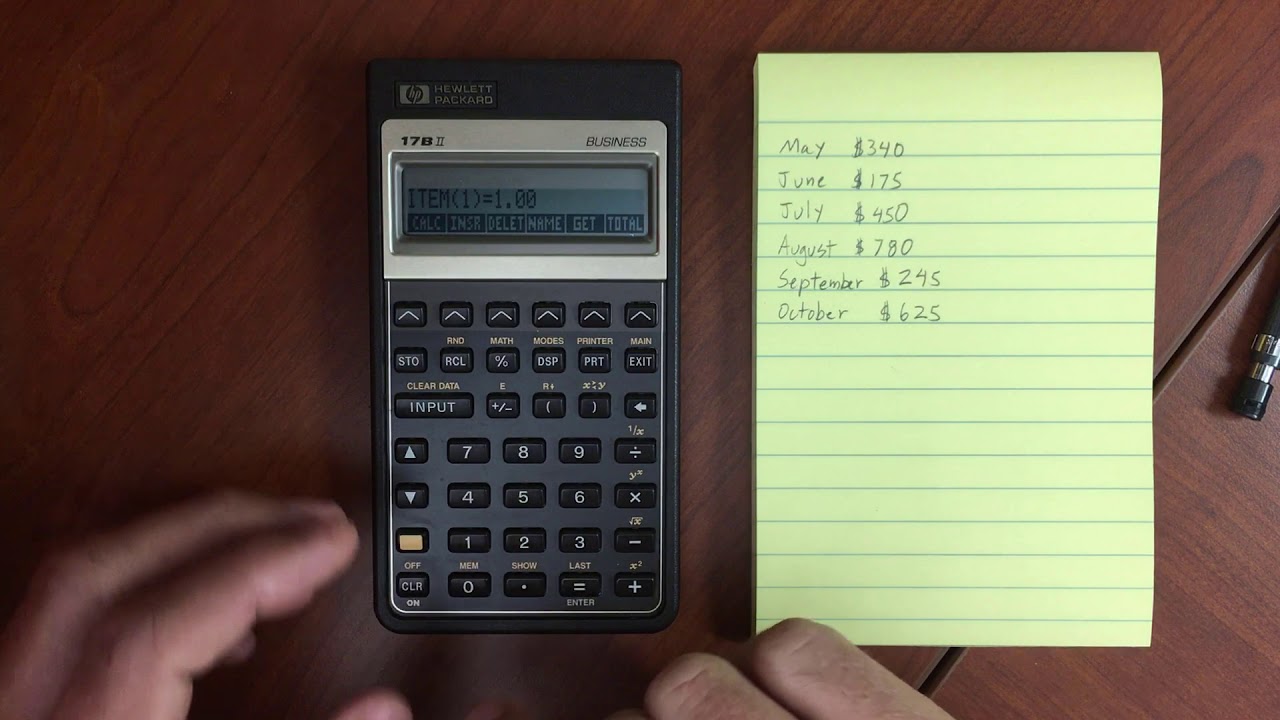 HP 17BII Sum Menu and Statistics