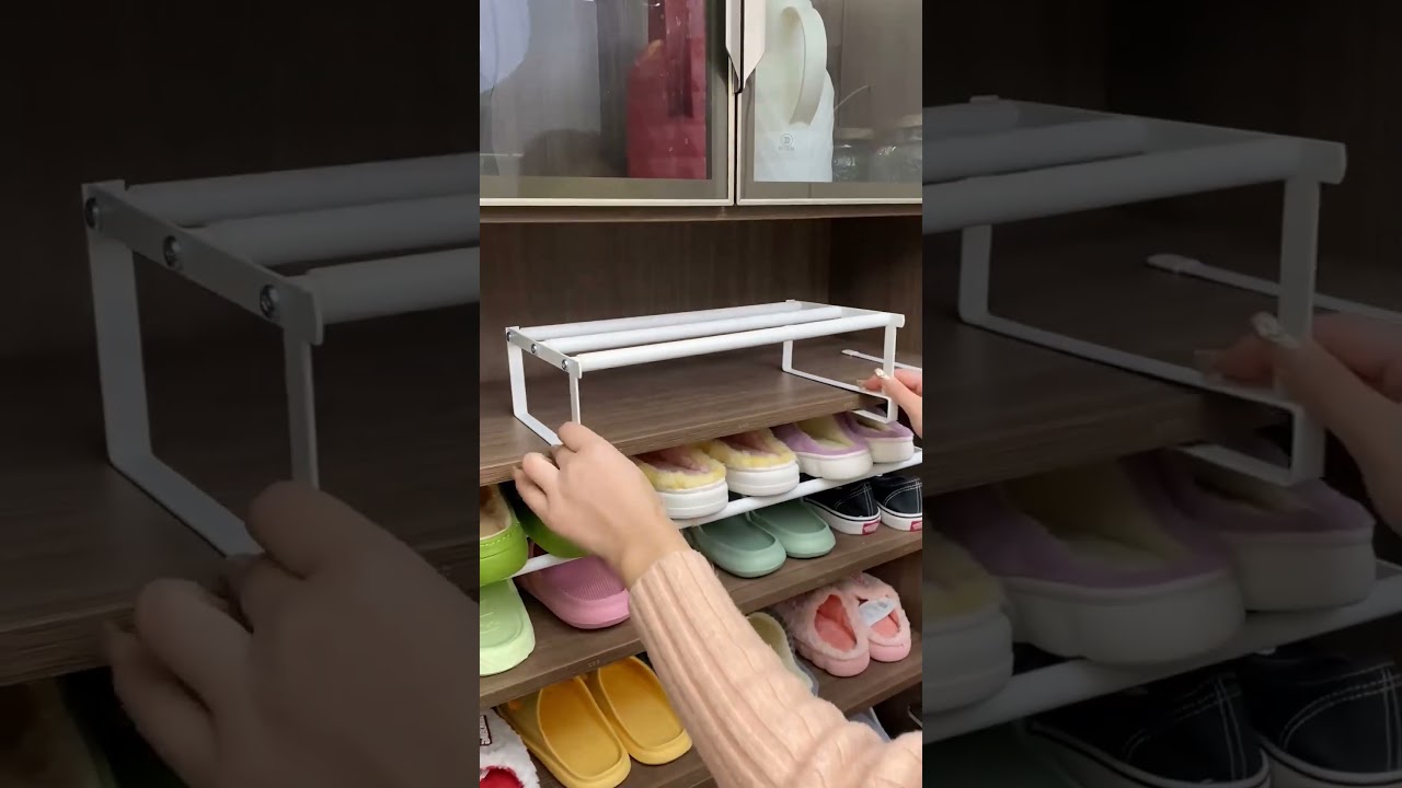 Installing a shelf in the shoe cabinet can save too much space #Shoe rack # #ytshorts #viral #shorts