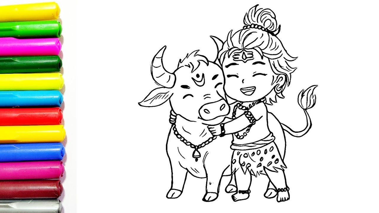 Easy Drawing of Lord Shiva Step by Step | Shiv ji Drawing for Kids and toddlers | Happy Shivratri 