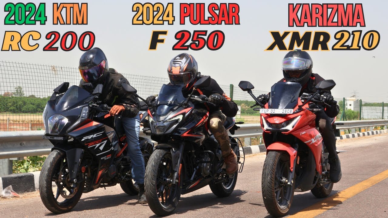 2024 Pulsar F250 vs Karizma XMR210 vs KTM RC200 Drag Race | Most Awaited Video | Triple Battle |