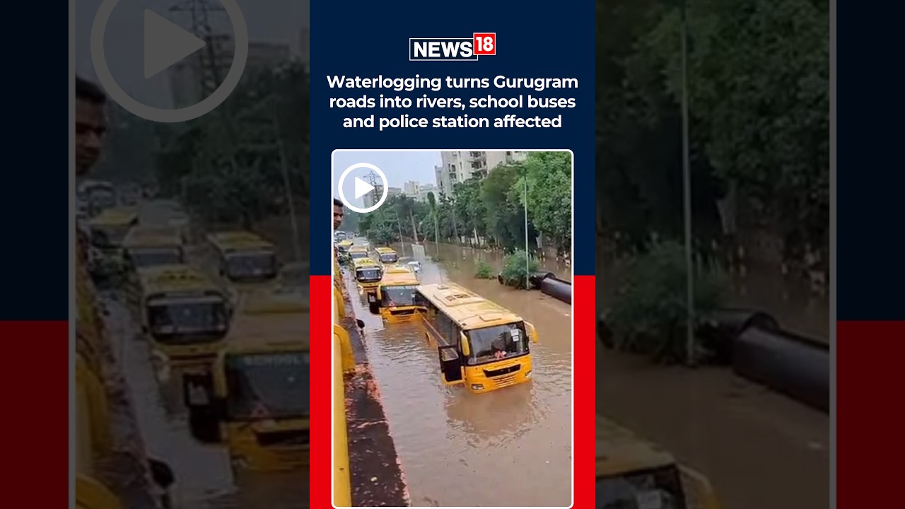 Gurugram Flooded After Heavy Rain | School Buses Stranded, Police Station Waterlogged | BREAKING