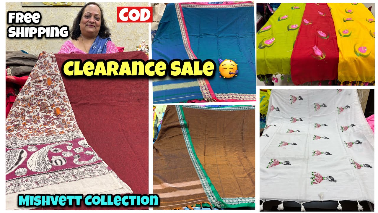 Clearance Sale🥳Narayanpeth Suits, Bhujodi, Linen, Mul Cotton & Jamdani Saree’s | Shwetadhiraj