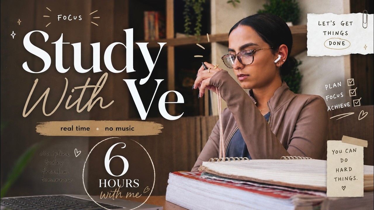 6 Hour Study With Me | no music | background noise |  50\10 Pomodoro session | يلا نذاكر مع بعض