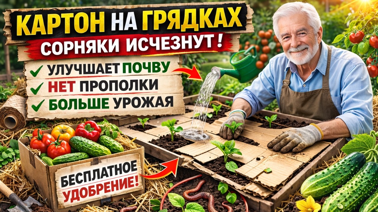 Положите КАРТОН на землю и удивитесь результату! Секрет плодородной почвы!!