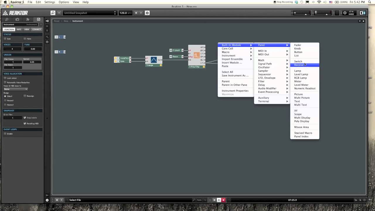Reaktor Tutorial 02 - Filters Selectors Signal Types