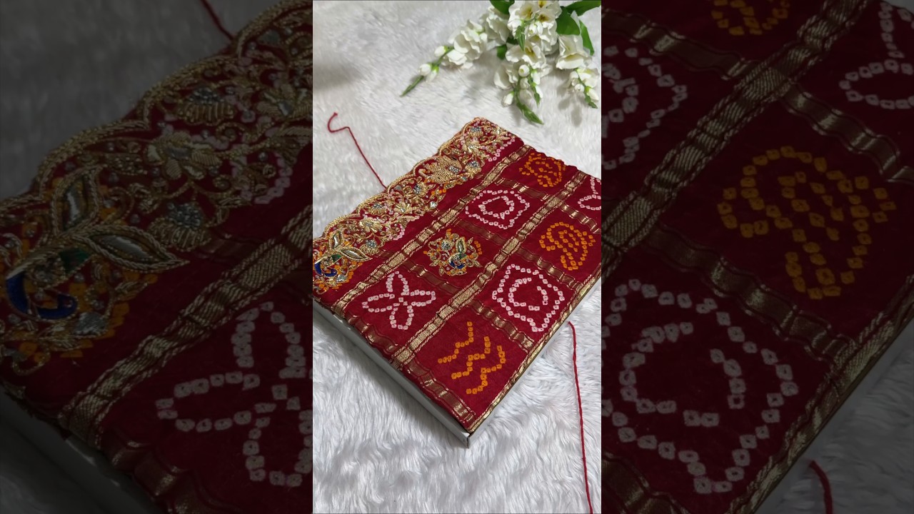 🔥KCPC Ethnic Pure Gaji Silk Bandhani Ghatchola Chunri Pila Odhna in Aara Tari Handwork Chunari..