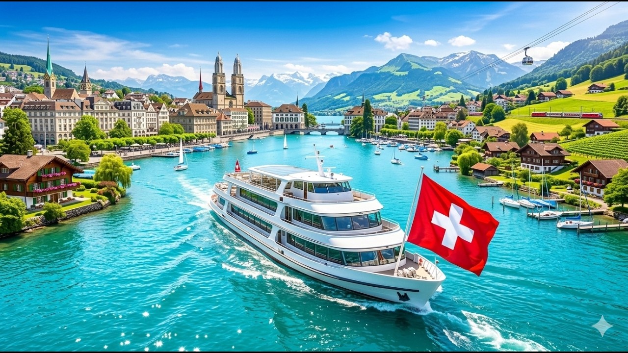 PARADISE in Switzerland 4K 🇨🇭 Fairytale Cruise in Zurich | Walking Tour in Old Town, Bahnhofstrasse