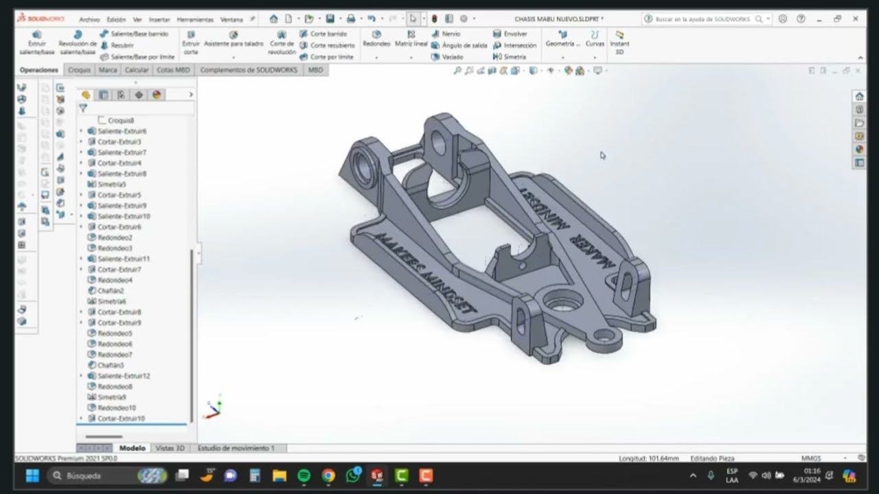 Chasis 3D slot solidworks