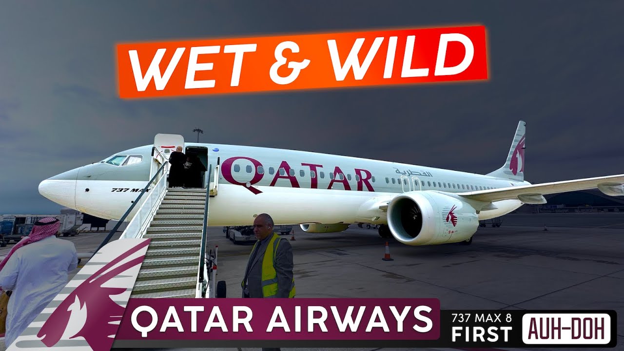 A WET & BUMPY Ride · QATAR AIRWAYS 737 First Class 🇦🇪 Abu Dhabi - Doha 🇶🇦 What is 